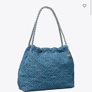 NWT Tory Burch Hobo Blue Quilted Denim Shoulder Bag